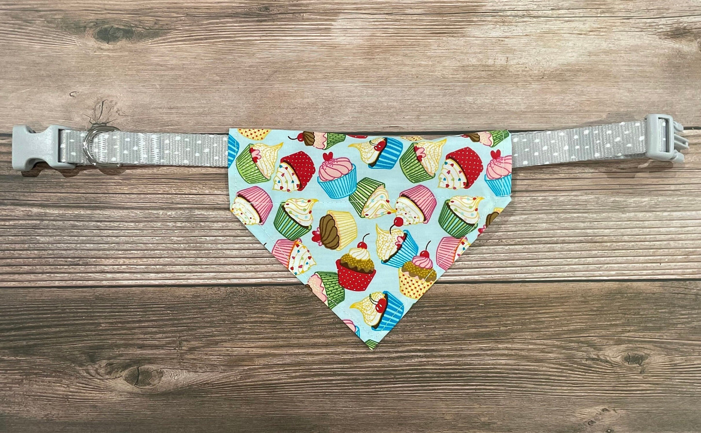 Blue Birthday Cupcake Dog Bandana