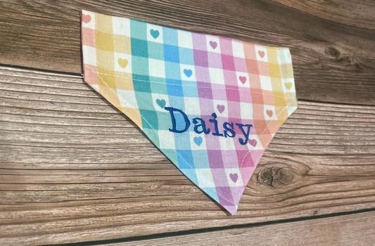 Personalised Rainbow Heart Print Bandana
