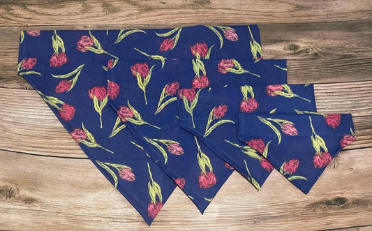 Tulip Field Floral Print Dog Bandana