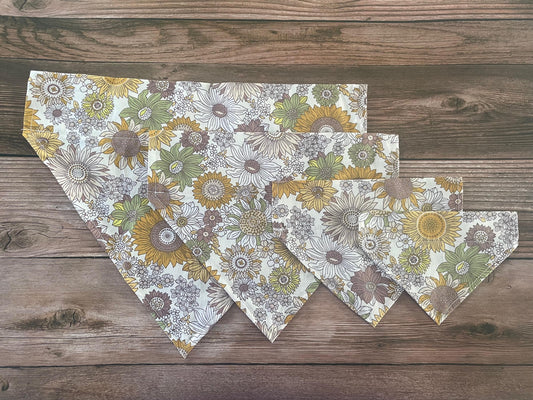 Retro Sunflower Print Dog Bandana
