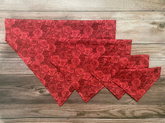 Rose Red Floral Print Dog Bandana