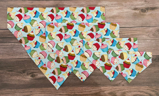 Blue Birthday Cupcake Dog Bandana